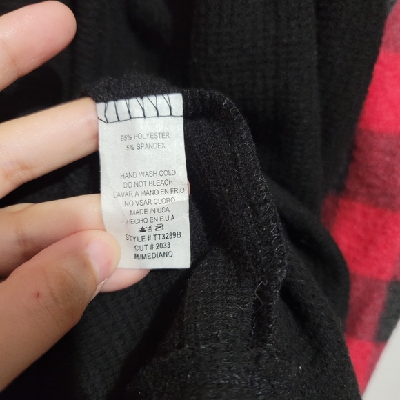 ces femme long sleeve buffalo check waffle thermal flowly bottom hem - Picture 14 of 14